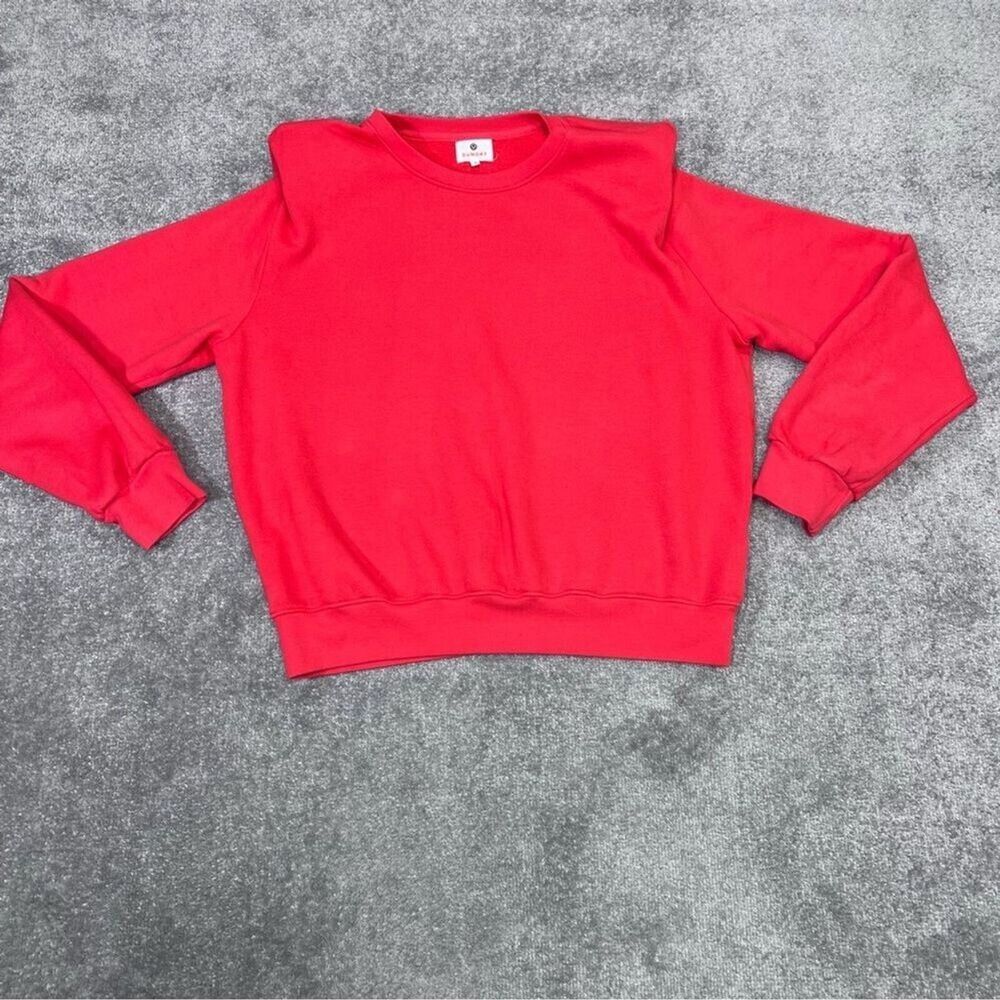 Sundry Women’s Red Orange Shoulder Pads Crewneck Sweatshirt Pullover Size 2